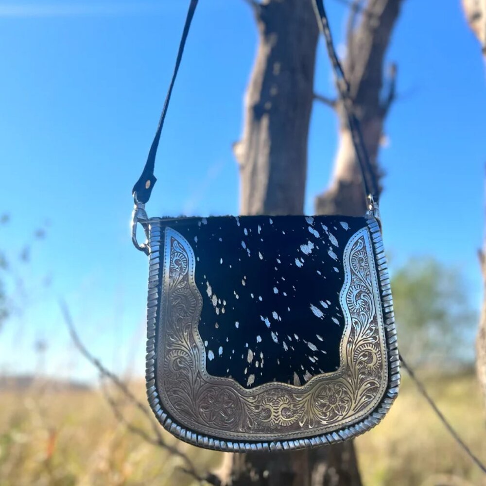 SK1 Black and Silver Leather Buckle Babe Bag - Picture 1 of 3